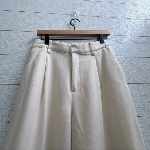 House of Harlow 1960 Ivory High-Waist Wide Leg Pleated Trousers Size 6 - Picture 3 of 8